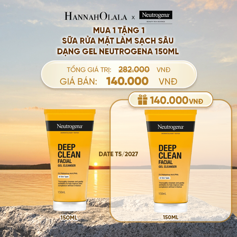  MUA 1 TẶNG 1 SỮA RỬA MẶT NEUTROGENA SẠCH SÂU CHO DA NHẠY CẢM DEEP CLEAN FACIAL GEL CLEANSER 150ML (HSD: 31/05/2027) - A1002 