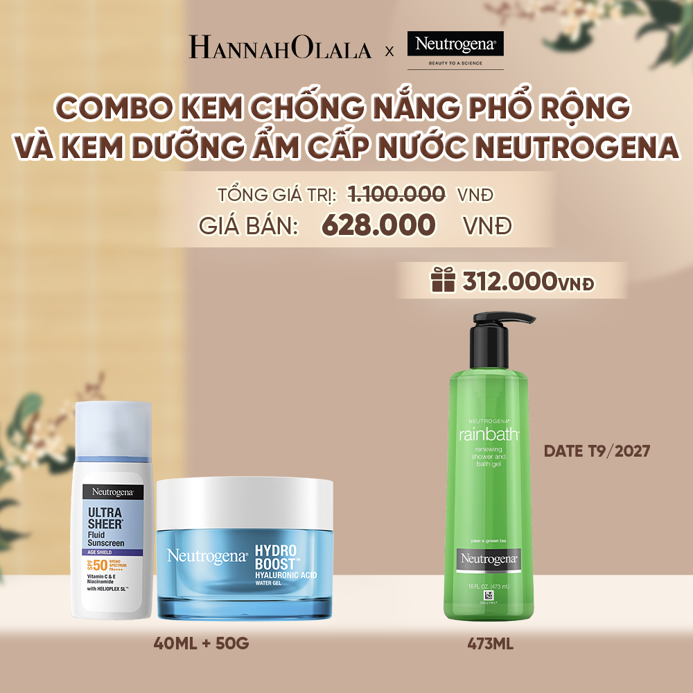  COMBO KEM CHỐNG NẮNG PHỔ RỘNG NEUTROGENA ULTRA SHEER 40ML + KEM DƯỠNG ẨM WATER GEL 50G - A3 