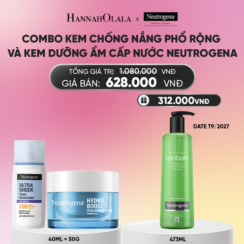  COMBO KEM CHỐNG NẮNG PHỔ RỘNG NEUTROGENA ULTRA SHEER 40ML + KEM DƯỠNG ẨM WATER GEL 50G_A930 
