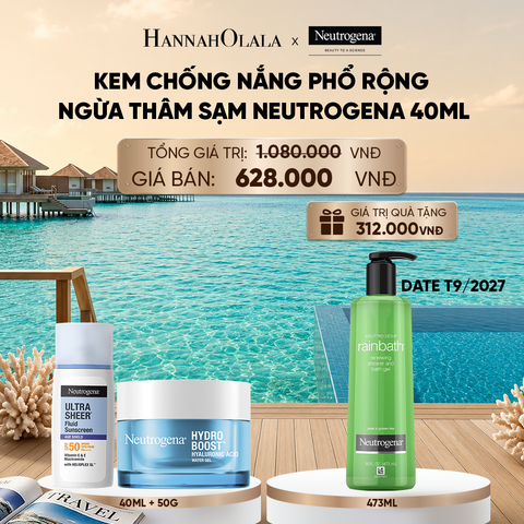  COMBO KEM CHỐNG NẮNG PHỔ RỘNG NEUTROGENA ULTRA SHEER 40ML + KEM DƯỠNG ẨM WATER GEL 50G 
