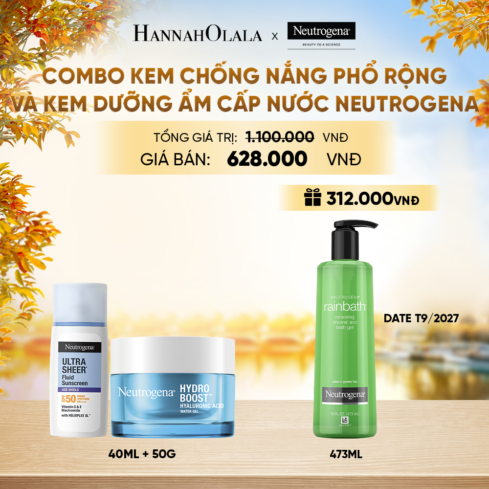  COMBO KEM CHỐNG NẮNG PHỔ RỘNG NEUTROGENA ULTRA SHEER 40ML + KEM DƯỠNG ẨM WATER GEL 50G - E880 