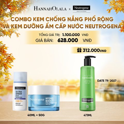  COMBO KEM CHỐNG NẮNG PHỔ RỘNG NEUTROGENA ULTRA SHEER 40ML + KEM DƯỠNG ẨM WATER GEL 50G - E880 