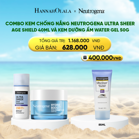  DEAL 8: COMBO KEM CHỐNG NẮNG PHỔ RỘNG NEUTROGENA ULTRA SHEER 40ML + KEM DƯỠNG ẨM WATER GEL 50G 