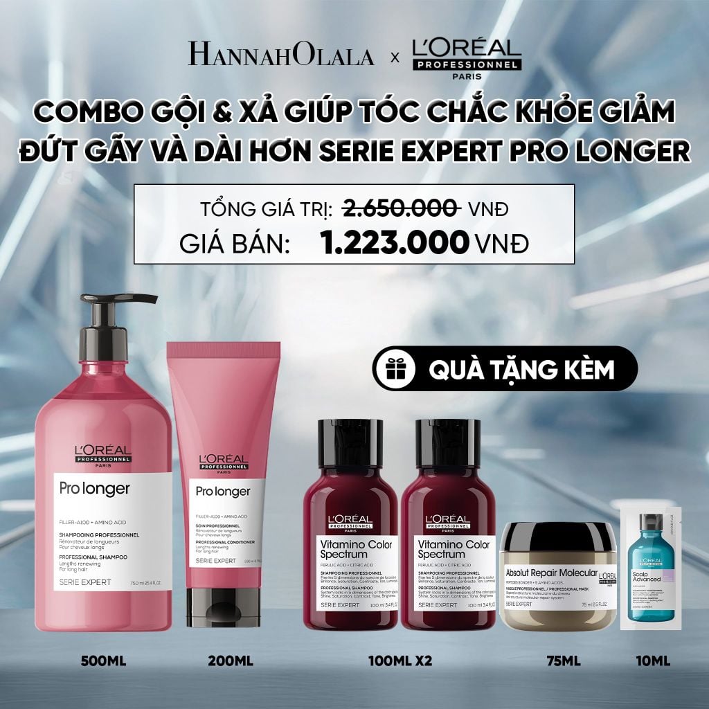  COMBO GỘI 500ML & XẢ 200ML GIÚP TÓC CHẮC KHỎE GIẢM ĐỨT GÃY VÀ DÀI HƠN SERIE EXPERT PRO LONGER - D21 