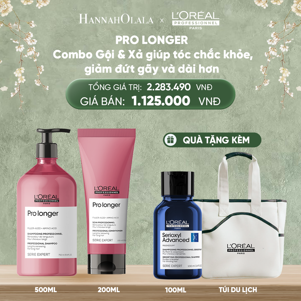  DEAL 4: COMBO DẦU GỘI 500ML & DẦU XẢ 200ML GIÚP TÓC DÀI MỀM MƯỢT, GIẢM GÃY RỤNG, CHẺ NGỌN CHUYÊN NGHIỆP PRO LONGER 
