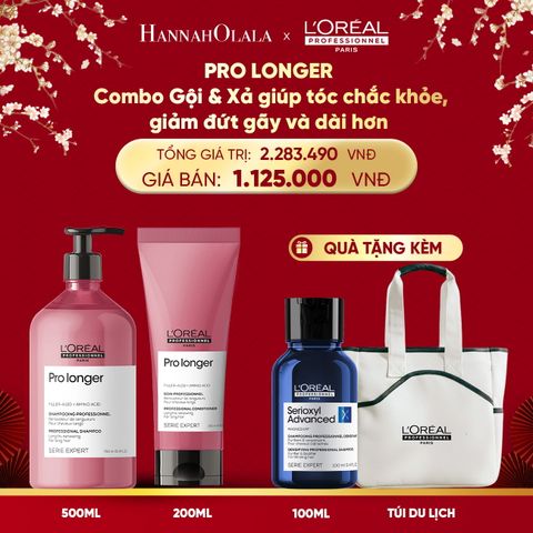  DEAL 5: COMBO DẦU GỘI 500ML & DẦU XẢ 200ML GIÚP TÓC DÀI MỀM MƯỢT, GIẢM GÃY RỤNG, CHẺ NGỌN CHUYÊN NGHIỆP PRO LONGER 