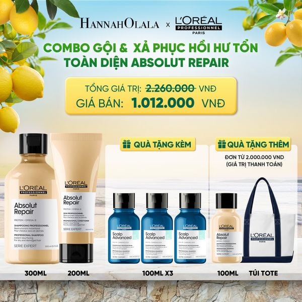  BỘ DẦU GỘI 300ML & DẦU XẢ 200ML DƯỠNG TÓC MỀM MƯỢT & PHỤC HỒI ABSOLUT REPAIR GOLD - DEAL 02 - A473 