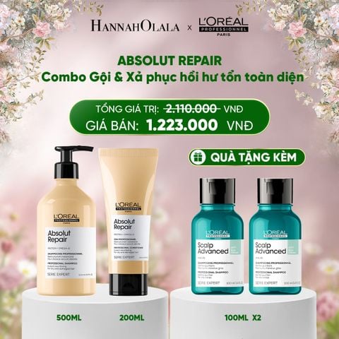  E854_DEAL 3: BỘ DẦU GỘI 500ML & DẦU XẢ 200ML DƯỠNG TÓC MỀM MƯỢT & PHỤC HỒI ABSOLUT REPAIR GOLD 