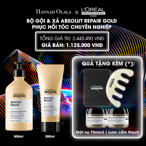  DEAL 3: [FLASH DEAL] BỘ DẦU GỘI 500ML & DẦU XẢ 200ML DƯỠNG TÓC MỀM MƯỢT & PHỤC HỒI ABSOLUT REPAIR GOLD 