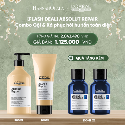  DEAL 3B: [FLASH DEAL] BỘ DẦU GỘI 500ML & DẦU XẢ 200ML DƯỠNG TÓC MỀM MƯỢT & PHỤC HỒI ABSOLUT REPAIR GOLD 