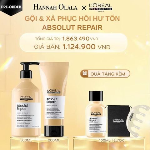  C1358_DEAL 3:  [PRE-ORDER] BỘ DẦU GỘI 500ML & DẦU XẢ 200ML DƯỠNG TÓC MỀM MƯỢT & PHỤC HỒI ABSOLUT REPAIR GOLD 