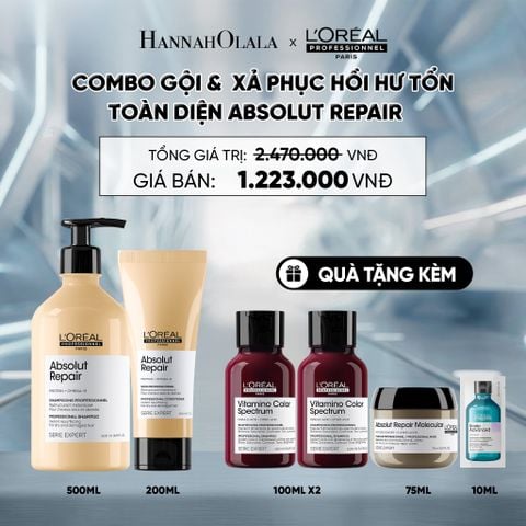  BỘ DẦU GỘI 500ML & DẦU XẢ 200ML DƯỠNG TÓC MỀM MƯỢT & PHỤC HỒI ABSOLUT REPAIR GOLD - D14 