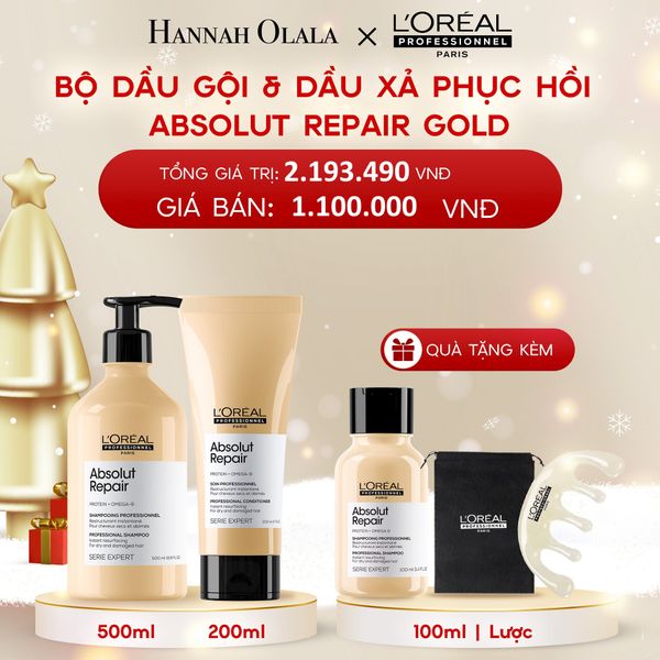  DEAL 3: [FLASH DEAL] BỘ DẦU GỘI 500ML & DẦU XẢ 200ML DƯỠNG TÓC MỀM MƯỢT & PHỤC HỒI ABSOLUT REPAIR GOLD 