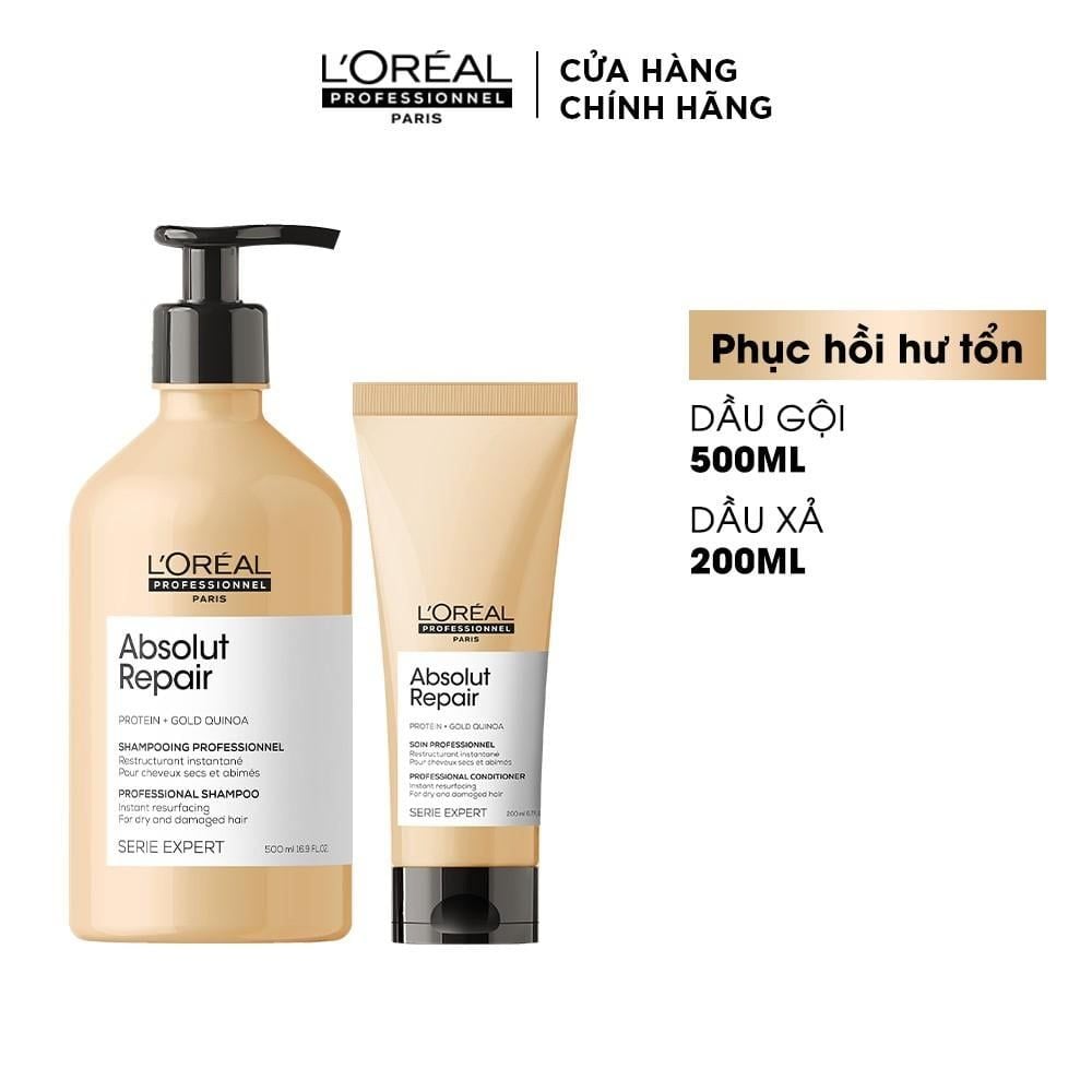  BỘ DẦU GỘI 500ML & DẦU XẢ 200ML DƯỠNG TÓC MỀM MƯỢT & PHỤC HỒI ABSOLUT REPAIR GOLD - D14 