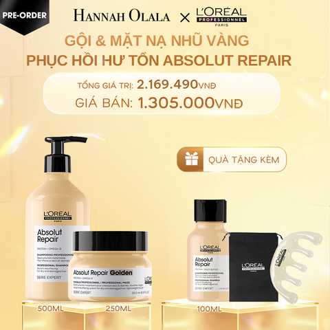  C1360_DEAL 5: [PRE-ORDER] COMBO DẦU GỘI 500ML & MẶT NẠ NHŨ VÀNG 250ML PHỤC HỒI TÓC HƯ TỔN L'ORÉAL PROFESSIONNEL SERIE EXPERT ABSOLUT REPAIR 