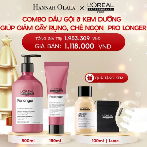 A16_DEAL 4: COMBO DẦU GỘI 500ML & KEM DƯỠNG 150ML GIÚP TÓC DÀI MỀM MƯỢT, GIẢM GÃY RỤNG, CHẺ NGỌN CHUYÊN NGHIỆP PRO LONGER 