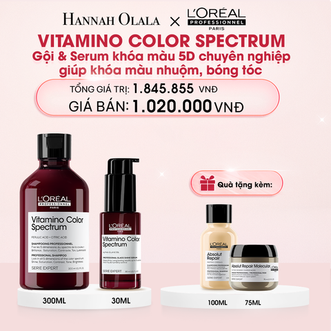  E826_DEAL 7: BỘ GỘI & SERUM KHÓA MÀU 5D CHUYÊN NGHIỆP GIÚP KHÓA MÀU NHUỘM, BÓNG TÓC L'ORÉAL PROFESSIONNEL VITAMINO COLOR SPECTRUM - GỘI 300ML, SERUM 30ML 