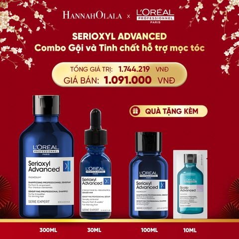  DEAL 2: BỘ TINH CHẤT HỖ TRỢ MỌC TÓC L'OREAL PROFESSIONNEL SERIOXYL ADVANCED 30ML VÀ 
DẦU GỘI SERIOXYL ADVANCED 300ML 