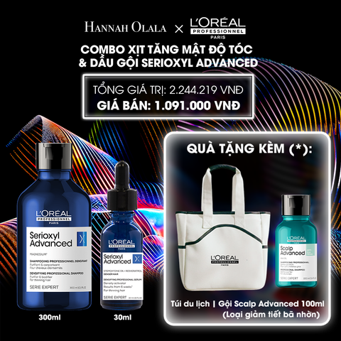  DEAL 2: BỘ TINH CHẤT HỖ TRỢ MỌC TÓC L'OREAL PROFESSIONNEL SERIOXYL ADVANCED 30ML VÀ 
DẦU GỘI SERIOXYL ADVANCED 300ML 