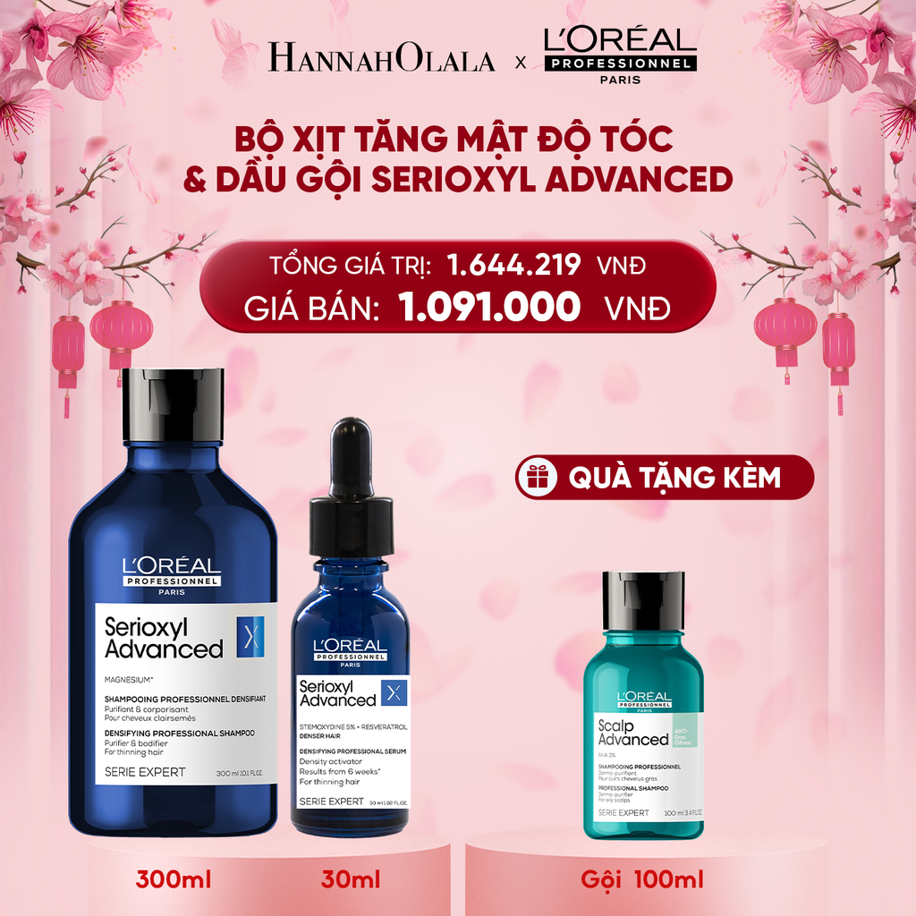  DEAL 2: BỘ TINH CHẤT HỖ TRỢ MỌC TÓC L'OREAL PROFESSIONNEL SERIOXYL ADVANCED 30ML VÀ 
DẦU GỘI SERIOXYL ADVANCED 300ML 