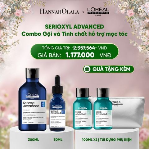  E855_DEAL 2: BỘ TINH CHẤT HỖ TRỢ MỌC TÓC L'OREAL PROFESSIONNEL SERIOXYL ADVANCED 30ML VÀ DẦU GỘI SERIOXYL ADVANCED 300ML 