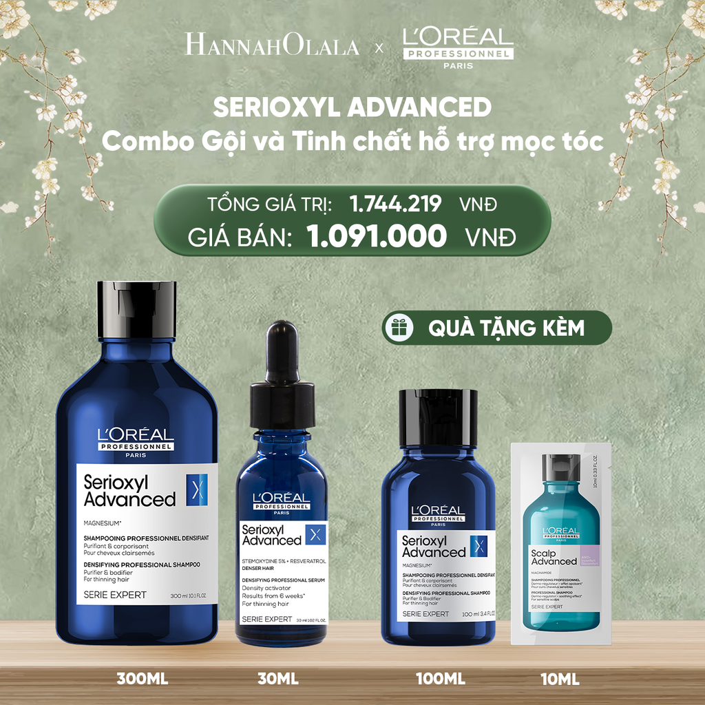  DEAL 2: BỘ TINH CHẤT HỖ TRỢ MỌC TÓC L'OREAL PROFESSIONNEL SERIOXYL ADVANCED 30ML VÀ 
DẦU GỘI SERIOXYL ADVANCED 300ML 