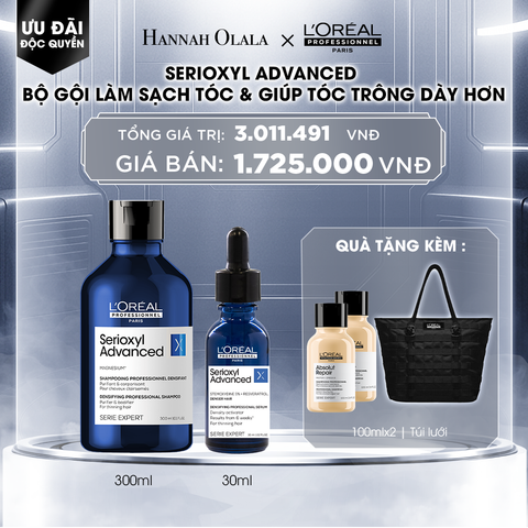  DEAL 11: BỘ TINH CHẤT HỖ TRỢ MỌC TÓC L'OREAL PROFESSIONNEL SERIOXYL ADVANCED 90ML VÀ 
DẦU GỘI SERIOXYL ADVANCED 300ML 