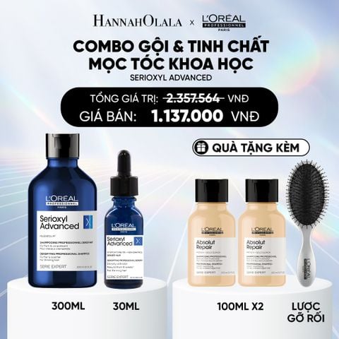  DEAL 2: BỘ TINH CHẤT HỖ TRỢ MỌC TÓC L'OREAL PROFESSIONNEL SERIOXYL ADVANCED 30ML VÀ DẦU GỘI SERIOXYL ADVANCED 300ML 
