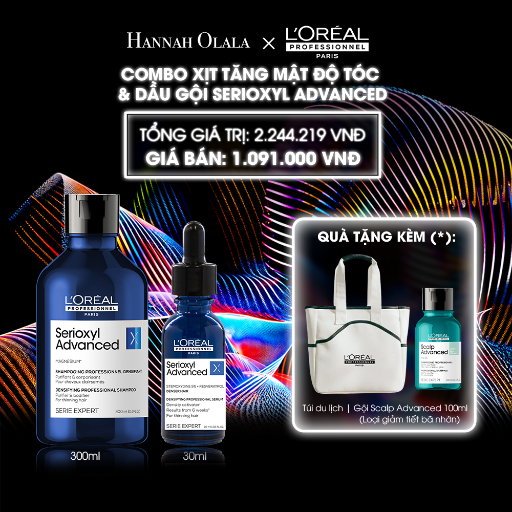  DEAL 2: BỘ TINH CHẤT HỖ TRỢ MỌC TÓC L'OREAL PROFESSIONNEL SERIOXYL ADVANCED 30ML VÀ 
DẦU GỘI SERIOXYL ADVANCED 300ML 