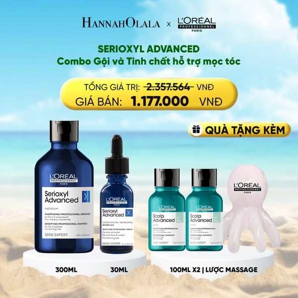  BỘ TINH CHẤT HỖ TRỢ MỌC TÓC L'OREAL PROFESSIONNEL SERIOXYL ADVANCED 30ML VÀ DẦU GỘI SERIOXYL ADVANCED 300ML 