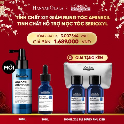  DEAL 14: TINH CHẤT XỊT GIẢM RỤNG TÓC CHUYÊN NGHIỆP L'ORÉAL PROFESSIONNEL AMINEXIL ADVANCED 90ML VÀ TINH CHẤT HỖ TRỢ MỌC TÓC L'OREAL PROFESSIONNEL SERIOXYL ADVANCED 30ML 