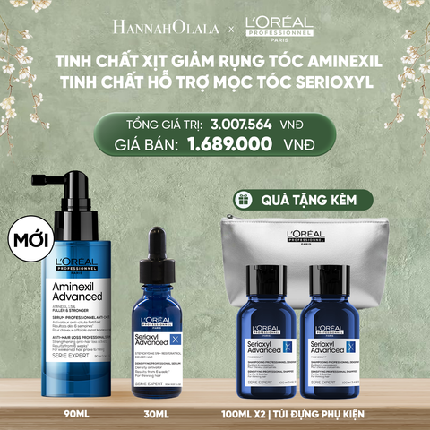  DEAL 13: TINH CHẤT XỊT GIẢM RỤNG TÓC CHUYÊN NGHIỆP L'ORÉAL PROFESSIONNEL AMINEXIL ADVANCED 90ML VÀ TINH CHẤT HỖ TRỢ MỌC TÓC L'OREAL PROFESSIONNEL SERIOXYL ADVANCED 30ML 