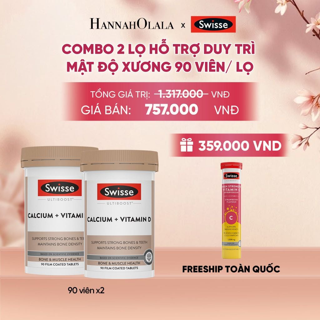  COMBO 2 LỌ HỖ TRỢ DUY TRÌ MẬT ĐỘ XƯƠNG SWISSE ULTIBOOST CALCIUM + VITAMIN D 90 VIÊN/ LỌ _ DEAL 9 - A491 
