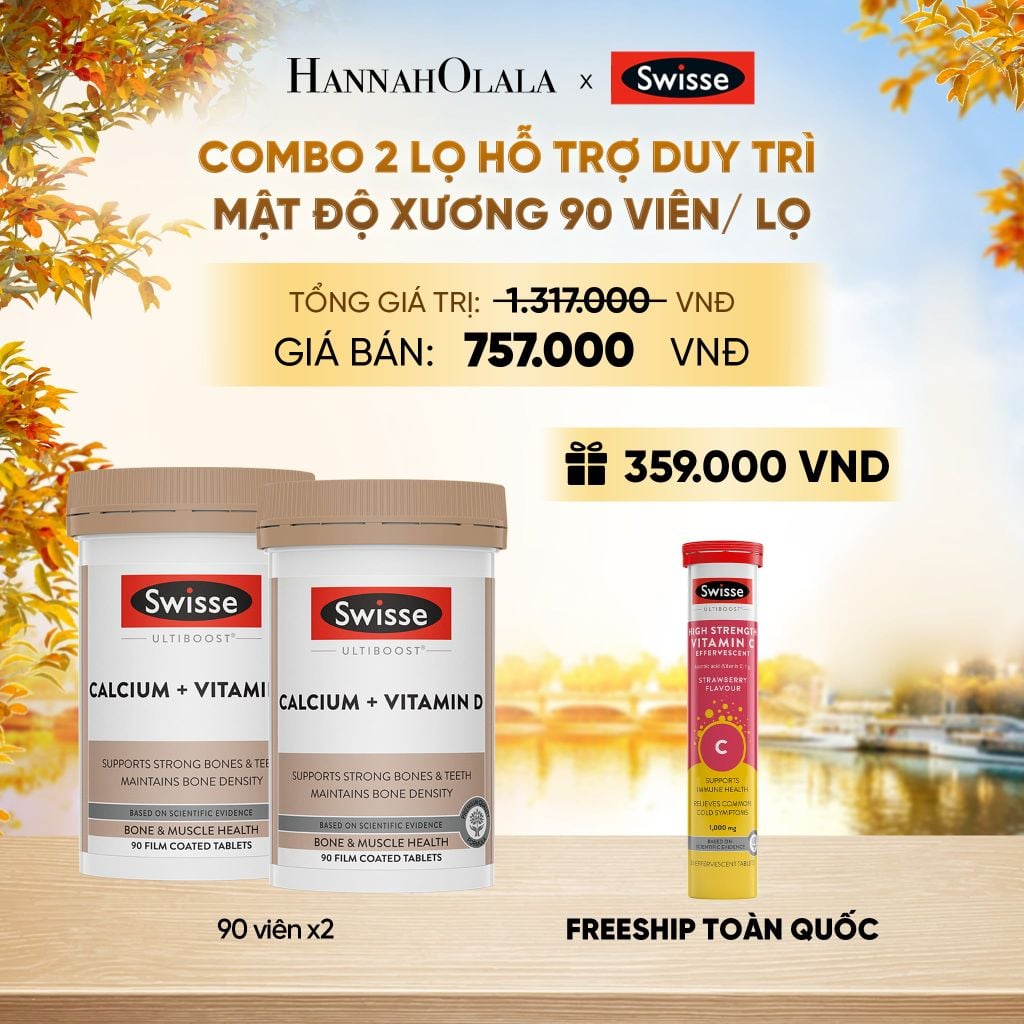  COMBO 2 LỌ HỖ TRỢ DUY TRÌ MẬT ĐỘ XƯƠNG SWISSE ULTIBOOST CALCIUM + VITAMIN D 90 VIÊN/ LỌ - E860 