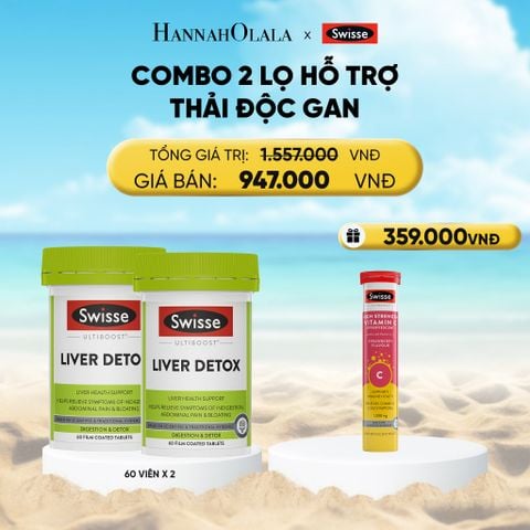  A358_DEAL 7: COMBO 2 LỌ HỖ TRỢ THẢI ĐỘC GAN & GIẢM KHÓ TIÊU ĐẦY BỤNG SWISSE ULTIBOOST LIVER DETOX 60 VIÊN/LỌ 