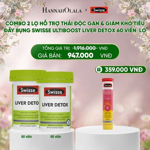  DEAL 7: COMBO 2 LỌ HỖ TRỢ THẢI ĐỘC GAN & GIẢM KHÓ TIÊU ĐẦY BỤNG SWISSE ULTIBOOST LIVER DETOX 60 VIÊN/LỌ 
