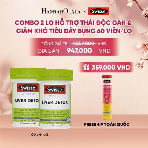  COMBO 2 LỌ HỖ TRỢ THẢI ĐỘC GAN & GIẢM KHÓ TIÊU ĐẦY BỤNG SWISSE ULTIBOOST LIVER DETOX 60 VIÊN/LỌ _ DEAL 7 - A377 