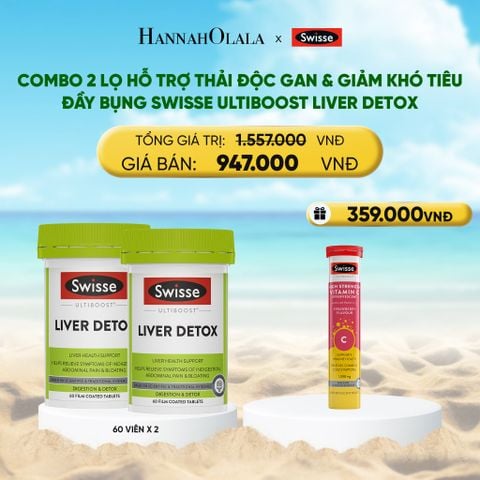  DEAL 7: COMBO 2 LỌ HỖ TRỢ THẢI ĐỘC GAN & GIẢM KHÓ TIÊU ĐẦY BỤNG SWISSE ULTIBOOST LIVER DETOX 60 VIÊN/LỌ 