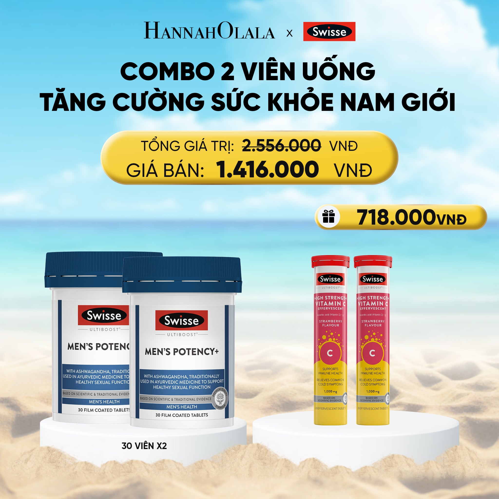 A367_deal 13: combo 2 viên uống tăng cường sức khỏe nam giới swisse ultiboost men's potency+ (30 viên)