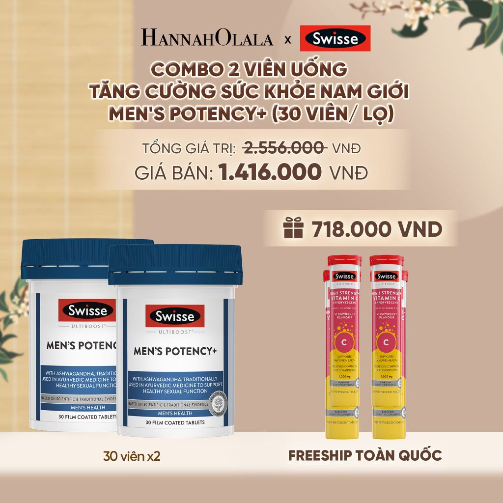  COMBO 2 VIÊN UỐNG TĂNG CƯỜNG SỨC KHỎE NAM GIỚI SWISSE ULTIBOOST MEN'S POTENCY+ (30 VIÊN) - A82 