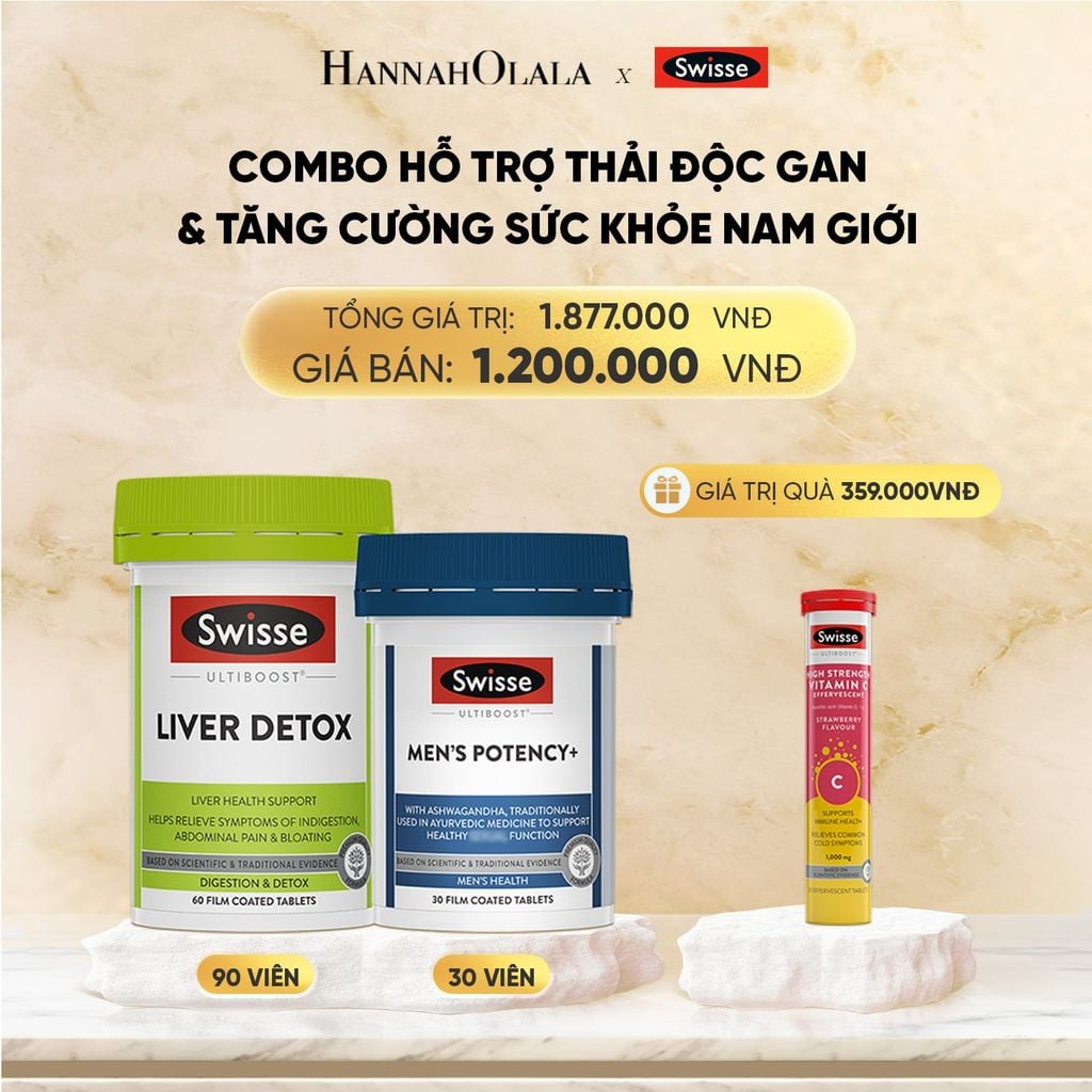  COMBO HỖ TRỢ THẢI ĐỘC GAN SWISSE LIVER DETOX 60V & TĂNG CƯỜNG SỨC KHỎE NAM GIỚI SWISSE MEN’S POTENCY+ 30V 