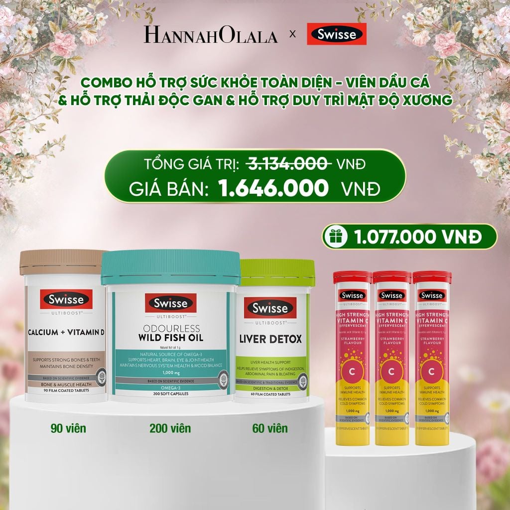  DEAL 11: COMBO HỖ TRỢ SỨC KHỎE TOÀN DIỆN - VIÊN DẦU CÁ & HỖ TRỢ THẢI ĐỘC GAN & HỖ TRỢ DUY TRÌ MẬT ĐỘ XƯƠNG 