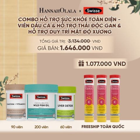  COMBO HỖ TRỢ SỨC KHỎE TOÀN DIỆN - VIÊN DẦU CÁ & HỖ TRỢ THẢI ĐỘC GAN & HỖ TRỢ DUY TRÌ MẬT ĐỘ XƯƠNG - A94 