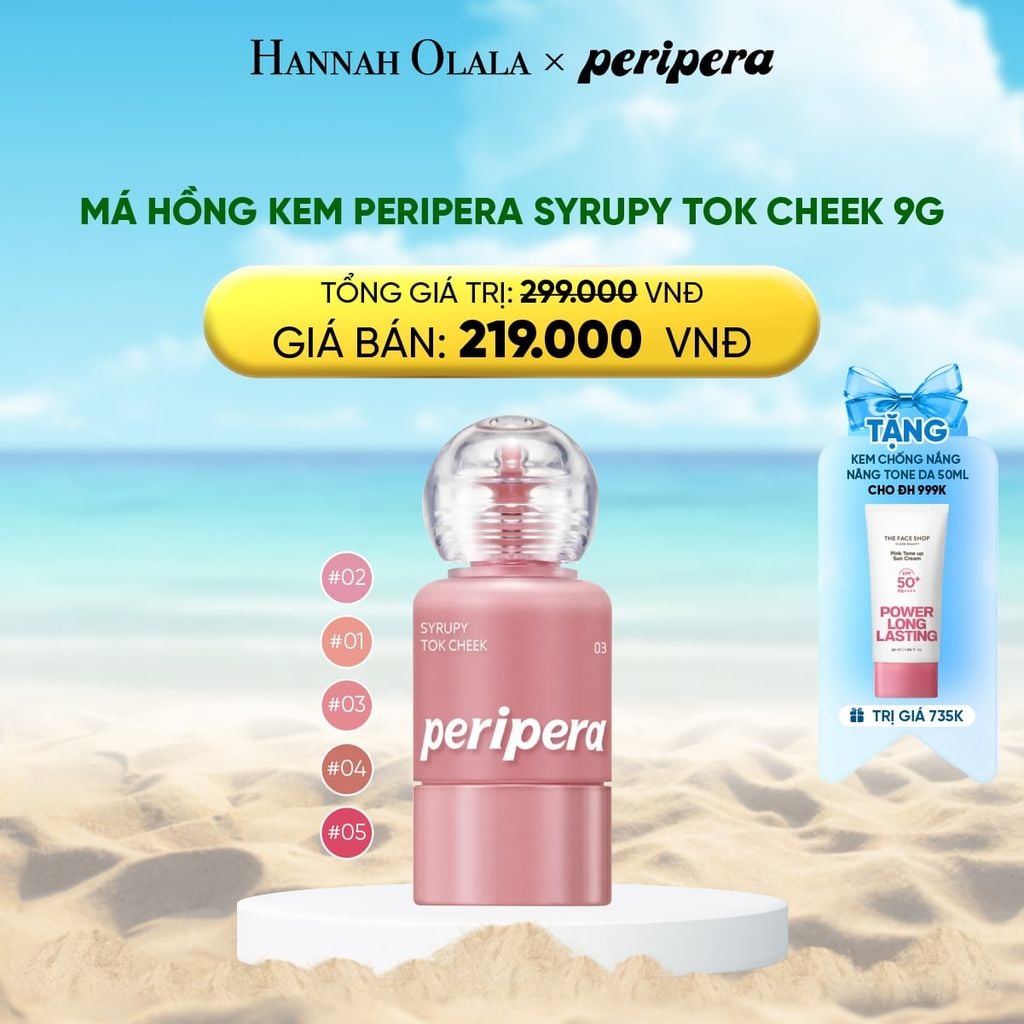  DEAL 2: MÁ HỒNG KEM PERIPERA SYRUPY TOK CHEEK 9G 