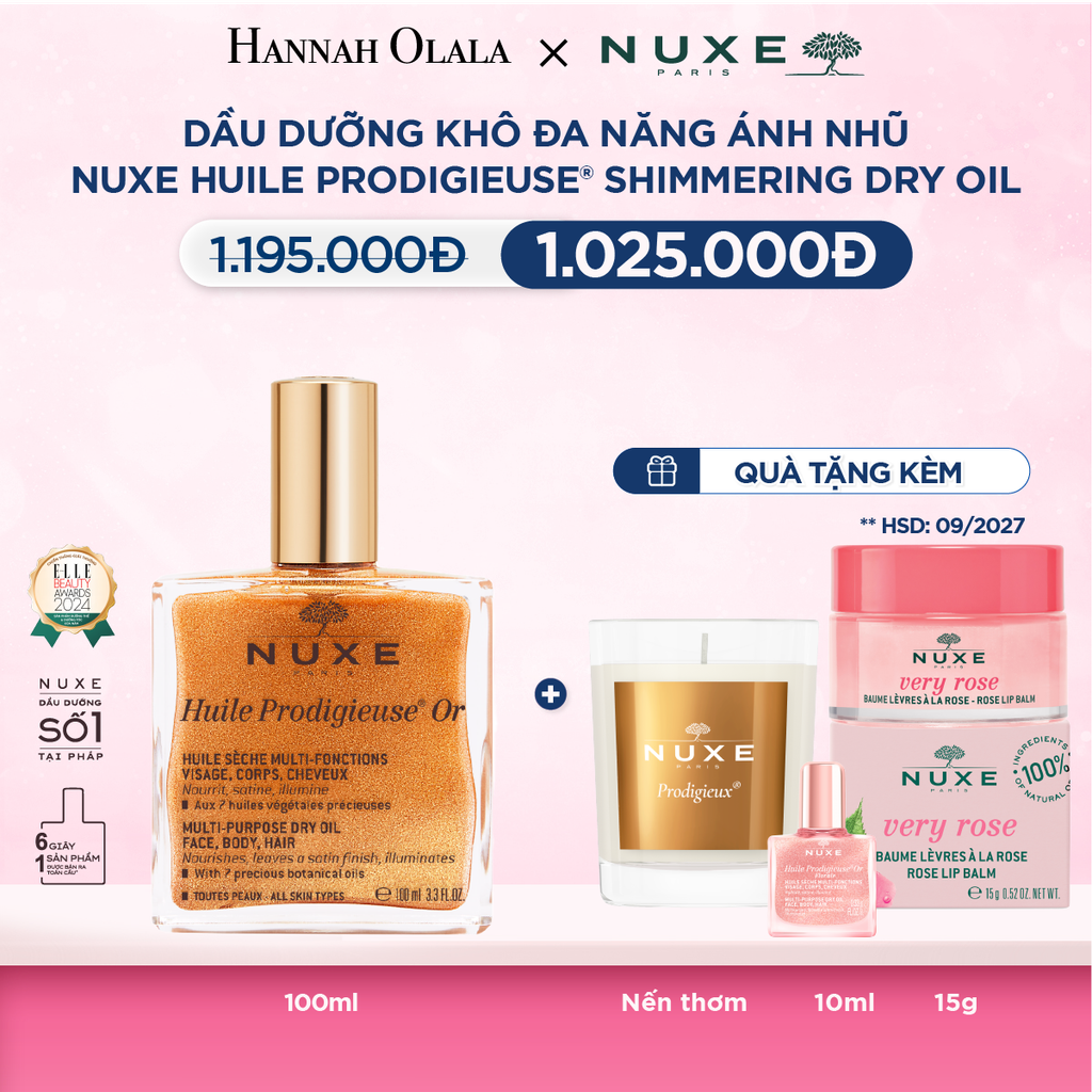  DẦU DƯỠNG KHÔ ĐA NĂNG ÁNH NHŨ NUXE HUILE PRODIGIEUSE® SHIMMERING 100ML - M28 