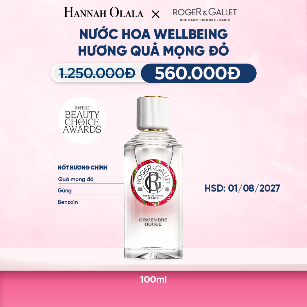  (HSD 07-08/2027) NƯỚC HOA WELLBEING ROGER&GALLET 100ML - M56 