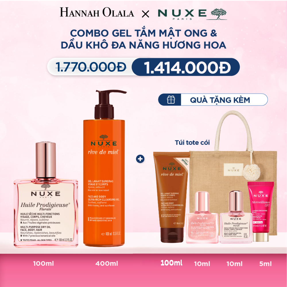 COMBO LÀM SẠCH & DẦU KHÔ ĐA NĂNG 100ML + GEL TẮM 400ML (CHỌN HƯƠNG) - M44 