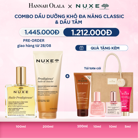  COMBO DẦU DƯỠNG KHÔ ĐA NĂNG 100ML & DẦU TẮM HƯƠNG NƯỚC HOA 200ML (CHỌN HƯƠNG) 