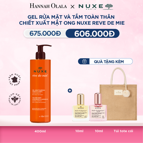  GEL RỬA MẶT VÀ TẮM TOÀN THÂN TỪ MẬT ONG NUXE REVE DE MIEL 400ML 