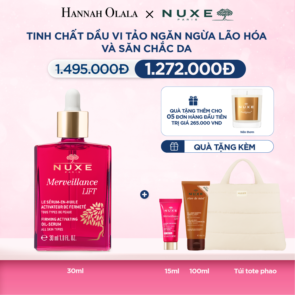  TINH CHẤT DẦU VI TẢO NGĂN NGỪA LÃO HÓA, SĂN CHẮC DA NUXE MVL OIL SERUM 30ML - M25 